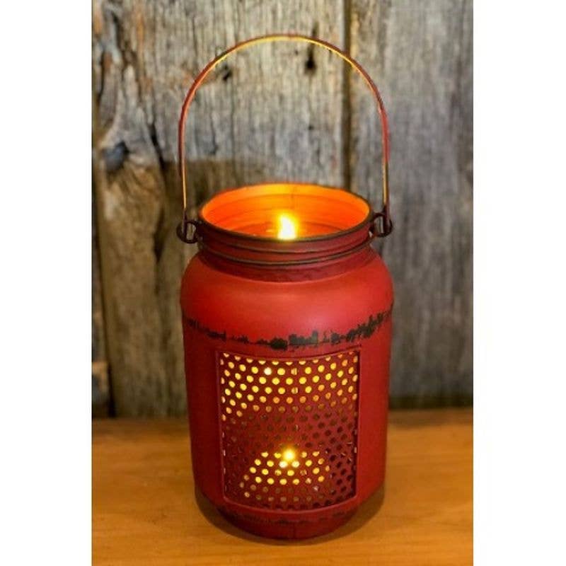 Red Dist LED Mason Jar Light-Large