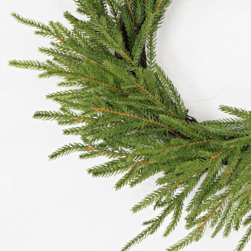 32300- 20in Wreath-Soft touch evergreen Norfolk pine
