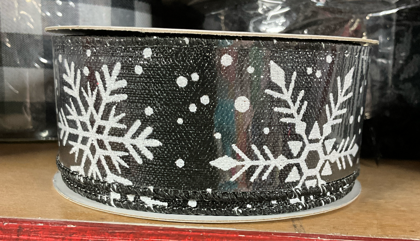 Black Snowflake Ribbon - CancreekDesigns