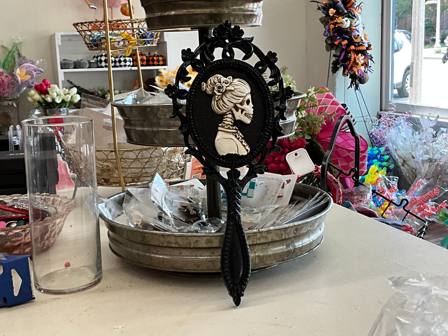 14” skeleton, hand, mirror, female
