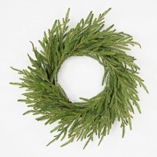 32300- 20in Wreath-Soft touch evergreen Norfolk pine