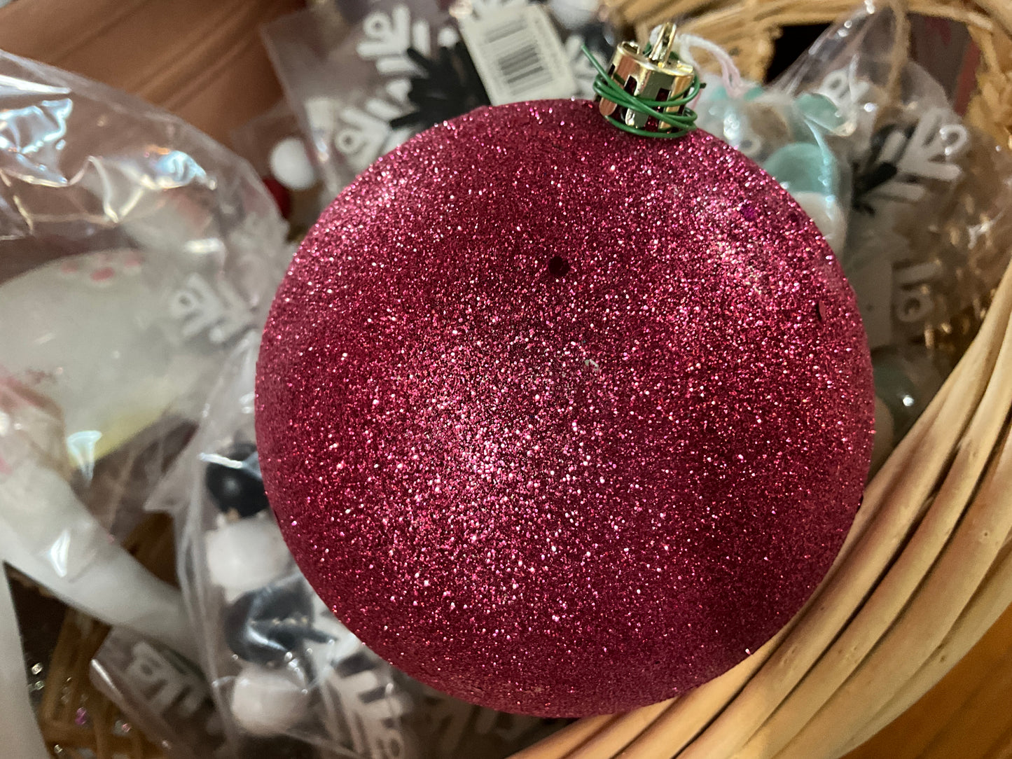 Hot Pink Glitter Ornament - CancreekDesigns