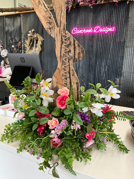 24” Oak Rabbit floral arrangement - CancreekDesigns