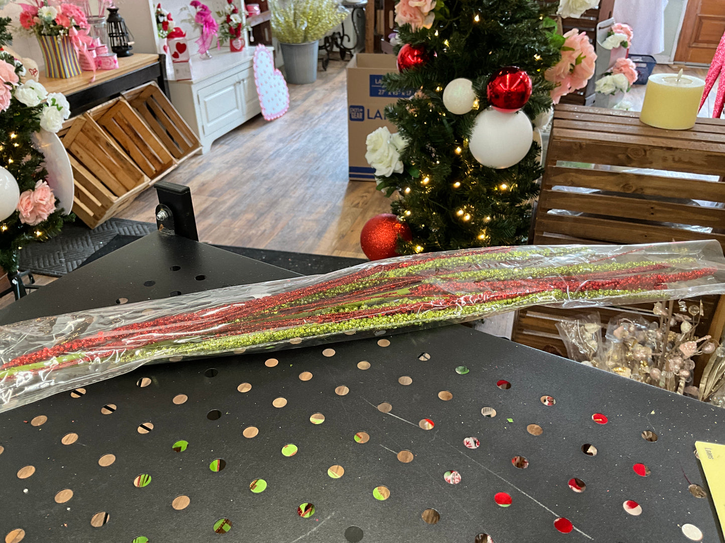 36” glittered millet grass spray 