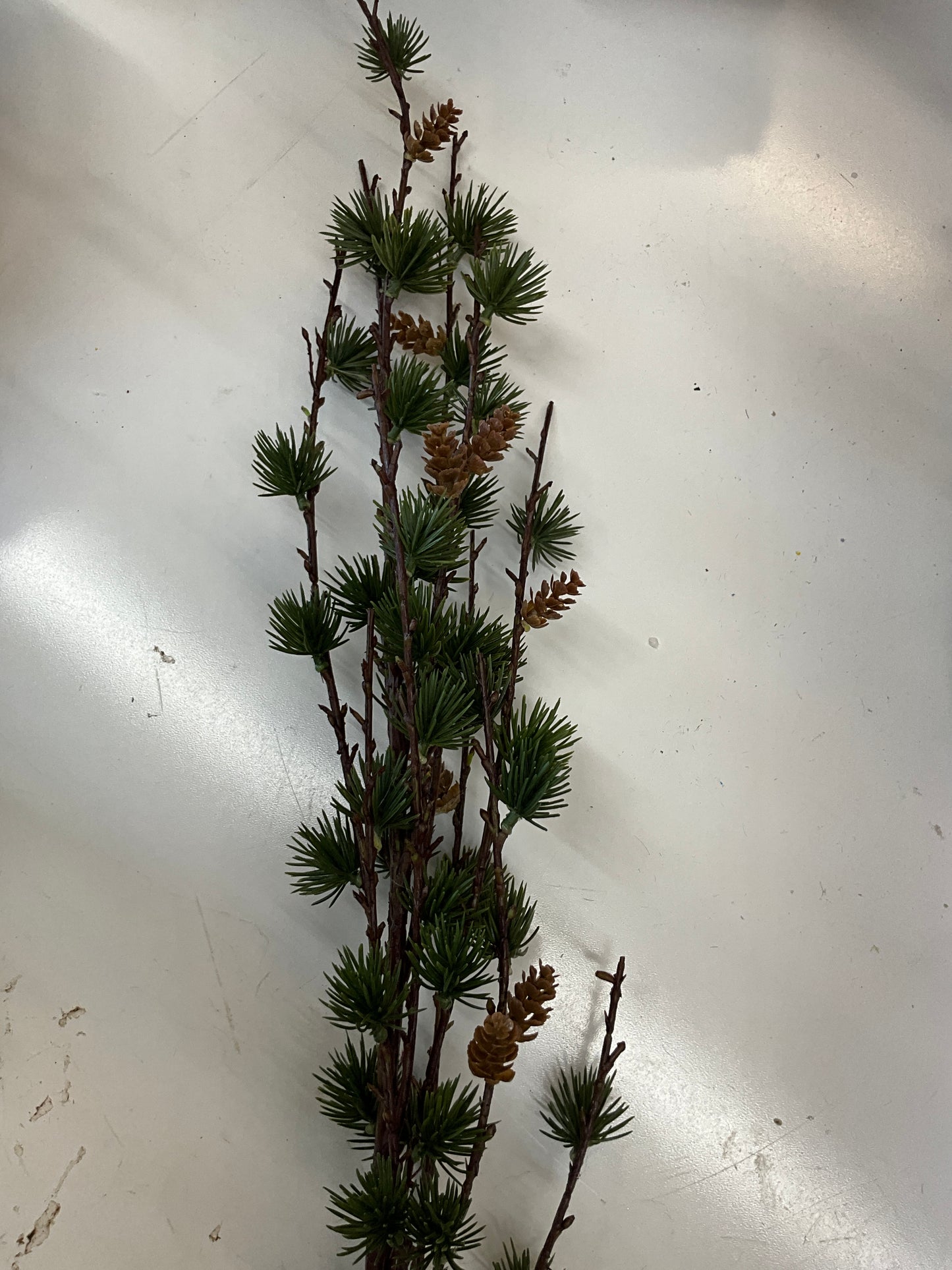 48” Green Pine Stem with mini pinecones