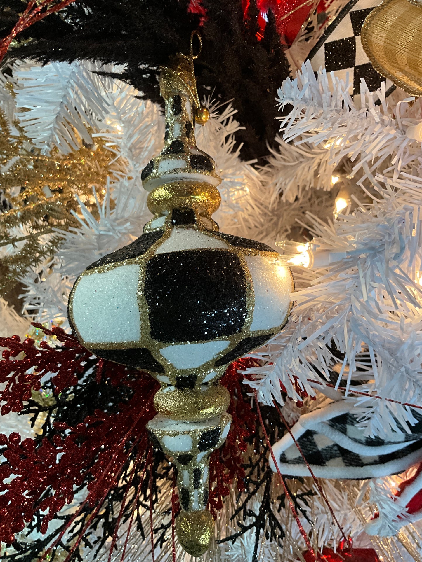 10.5" HARLEQUIN GLITTER KISMET ORNAMENT - CancreekDesigns