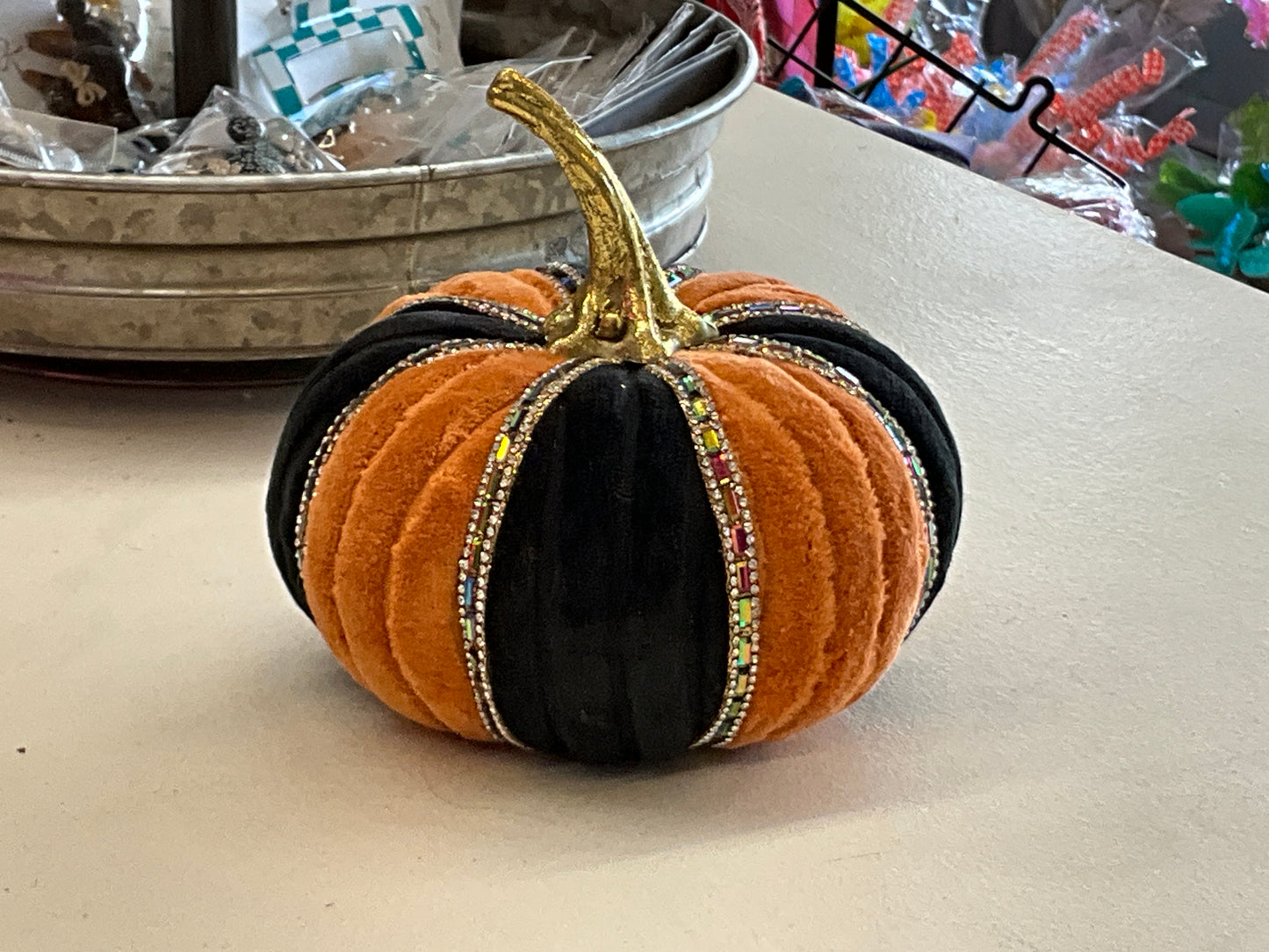 6” Velevet w/ jewels pumpkin