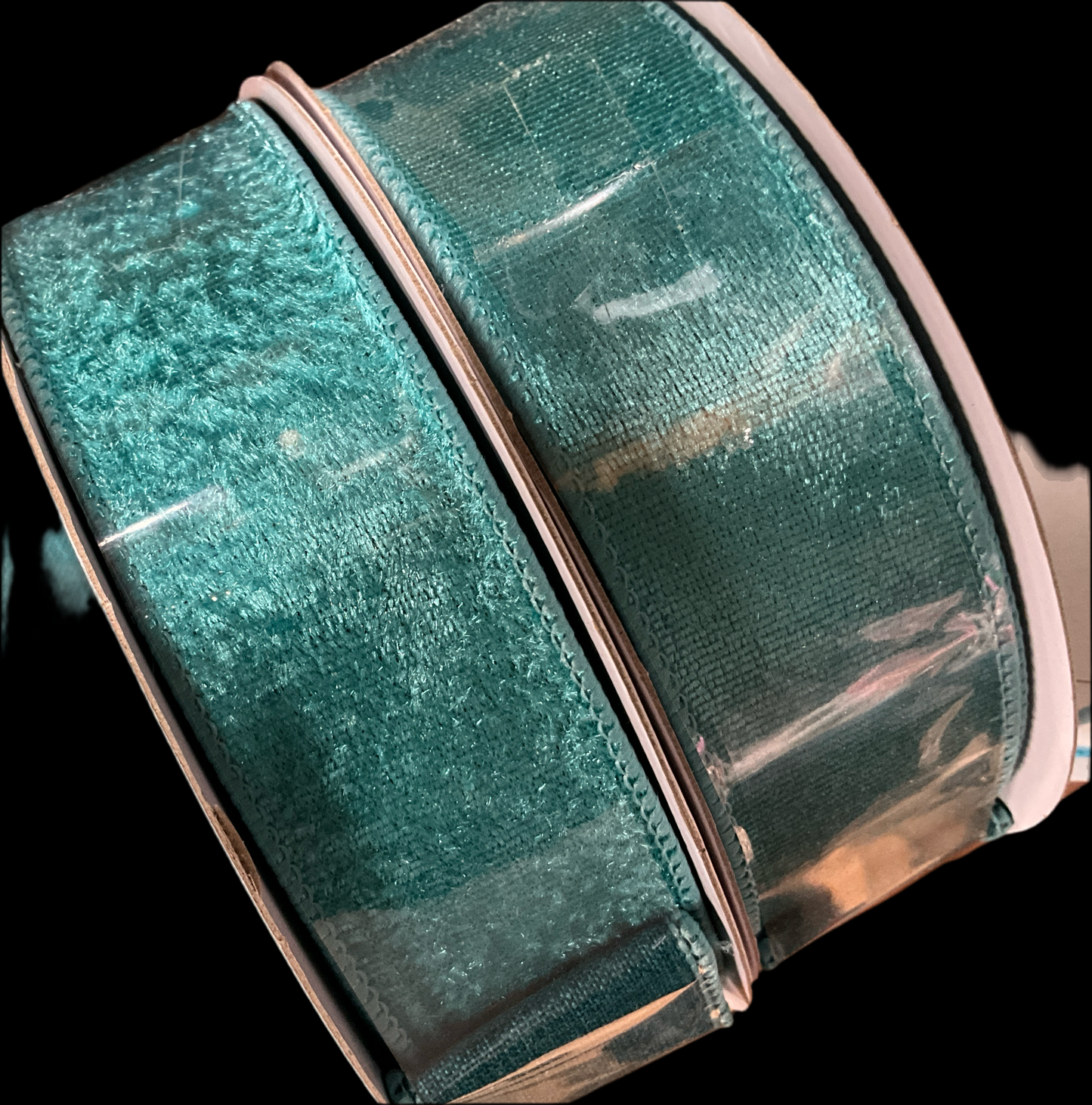 Turquoise Wired Velvet Ribbon With Dupion Backing - CancreekDesigns
