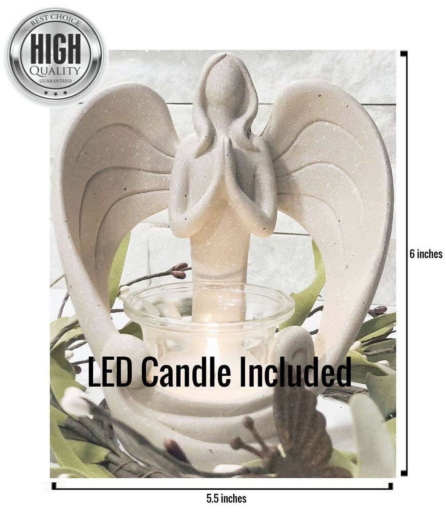 Angel Memorial Candleholder, Sympathy Gift with LED Tealight: Angel Candleholder