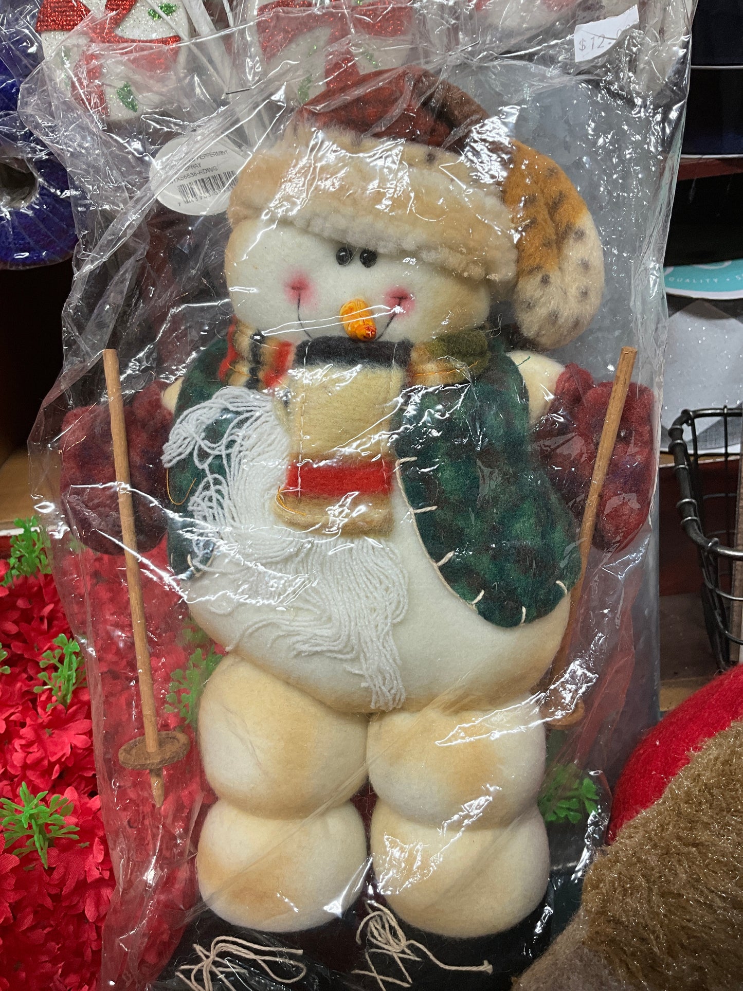 Snowman Skiing Plush/Wreath Attachment - CancreekDesigns