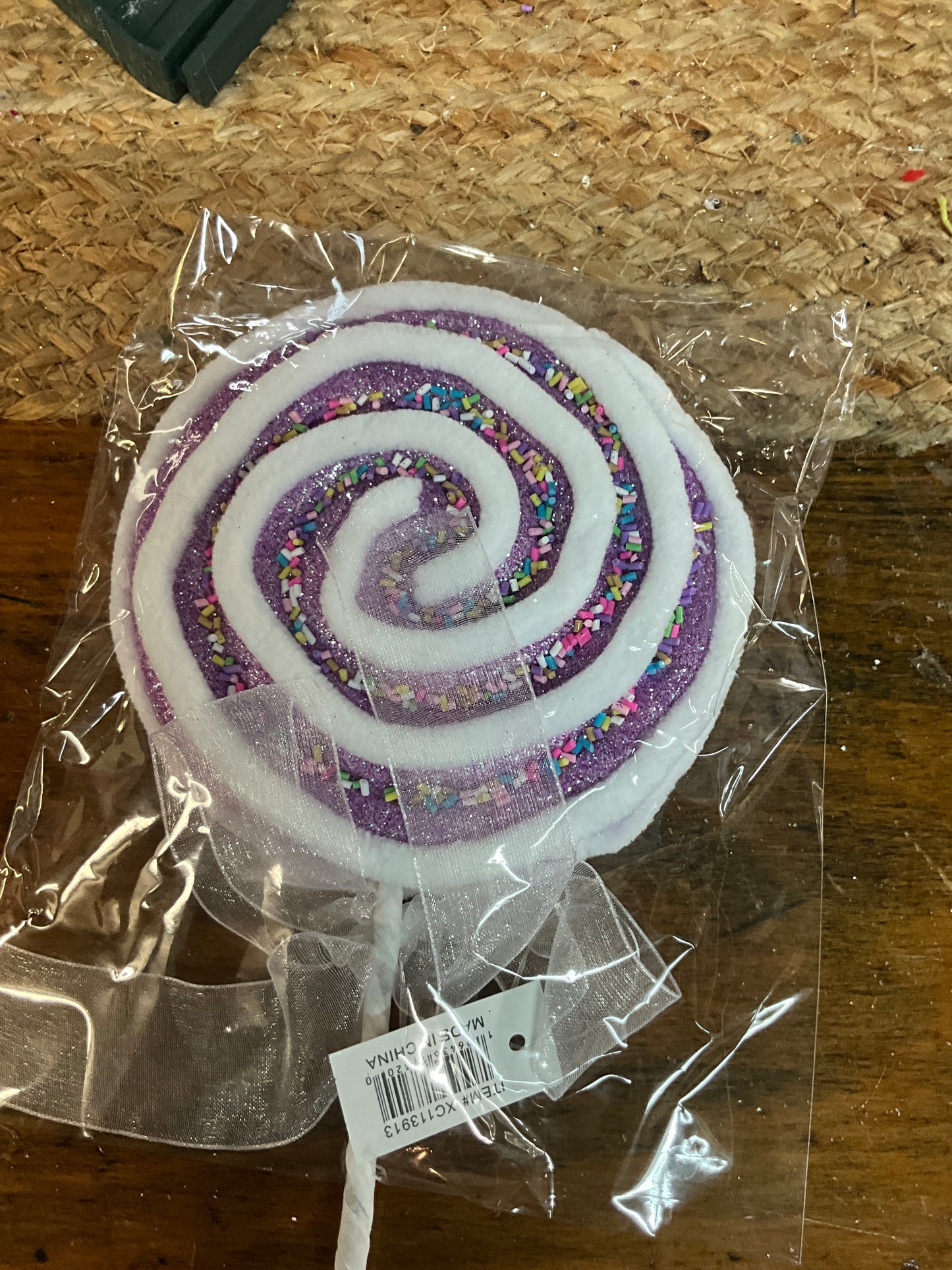 13” Chenille Sprinkle Lollipop Pick