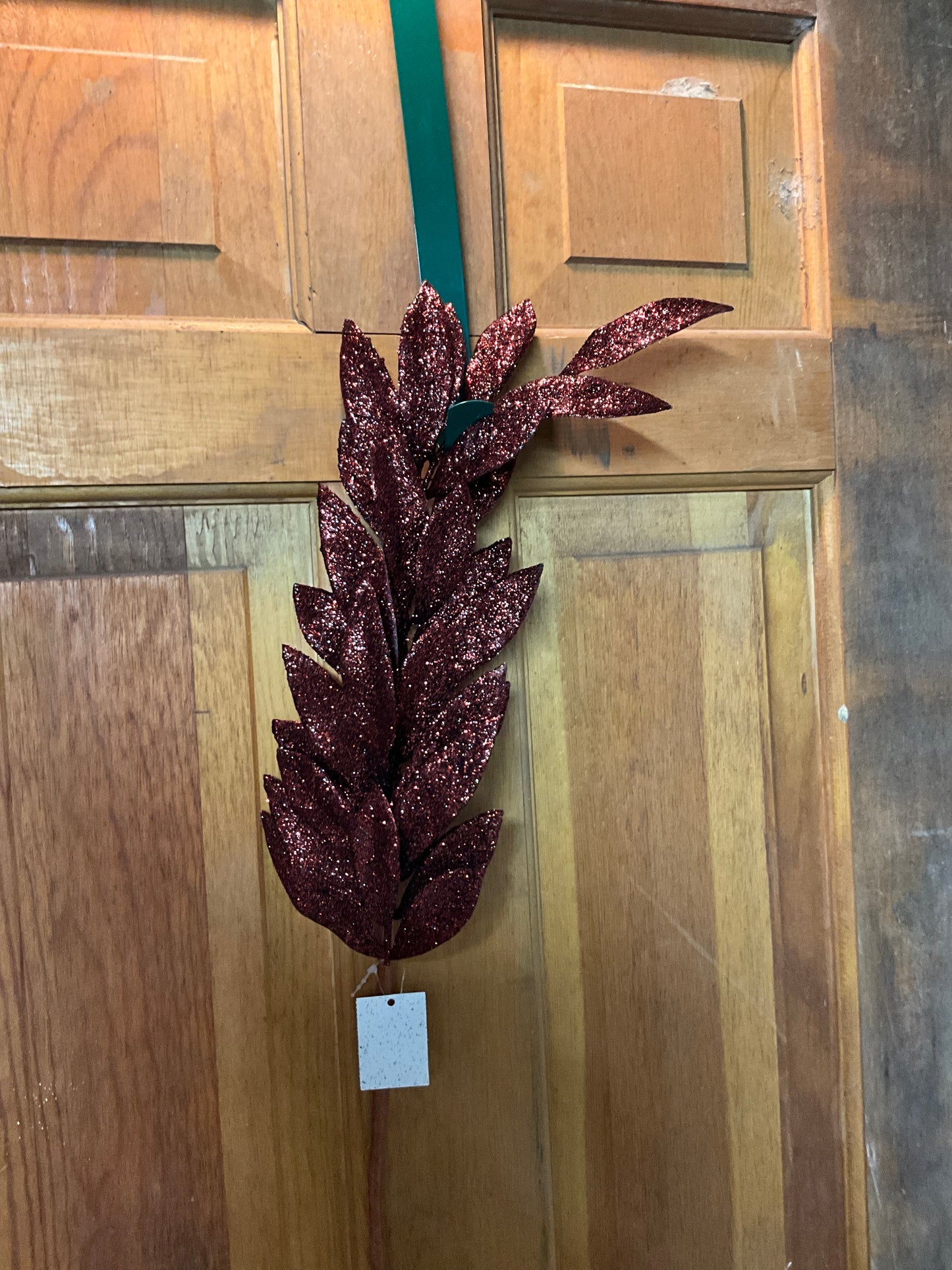 Dark Red Glitter Bay Leaf Pick - CancreekDesigns