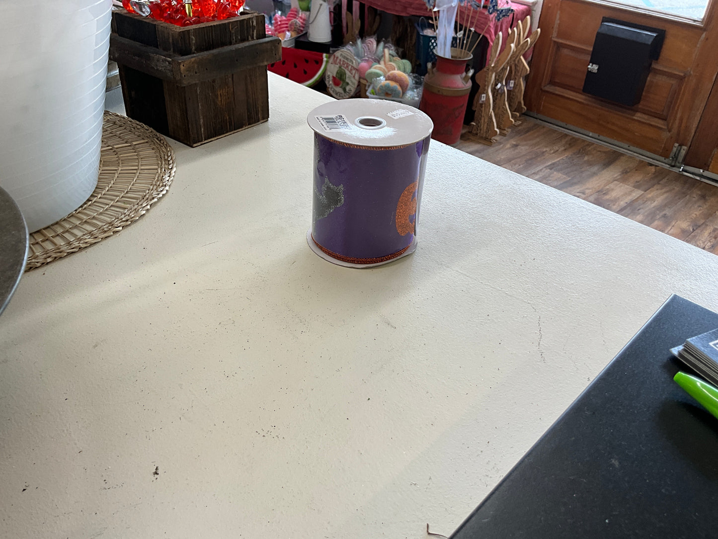 Halloween ribbon 4“ x 10 yds 100% polyester pumpkin /cats