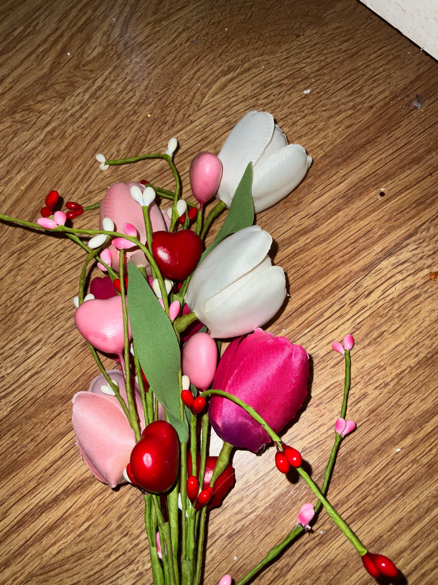 Tulip Spray With Berries: Magenta, Pink And Cream - CancreekDesigns