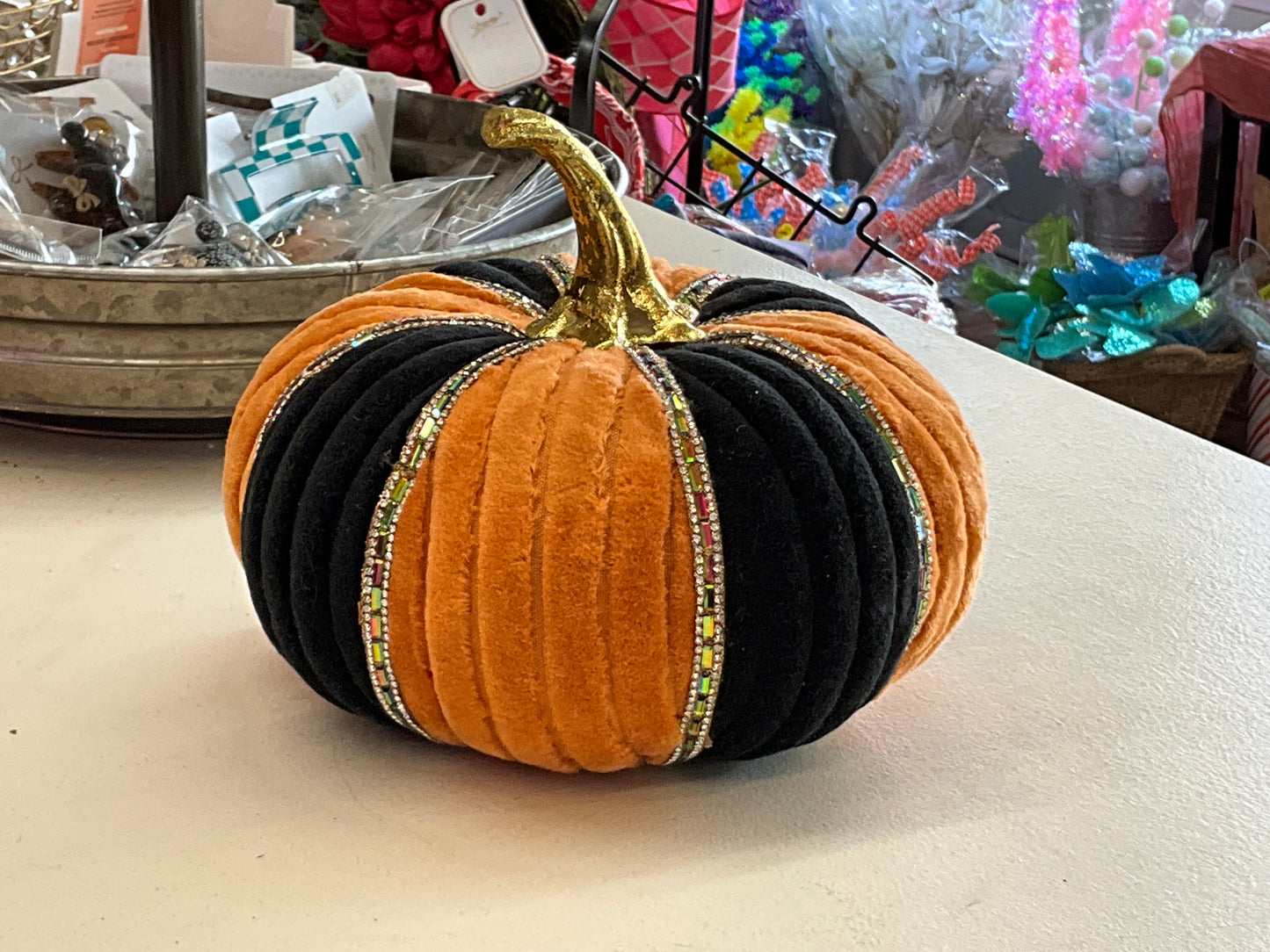 8” velvet w/ Jewels pumpkin 