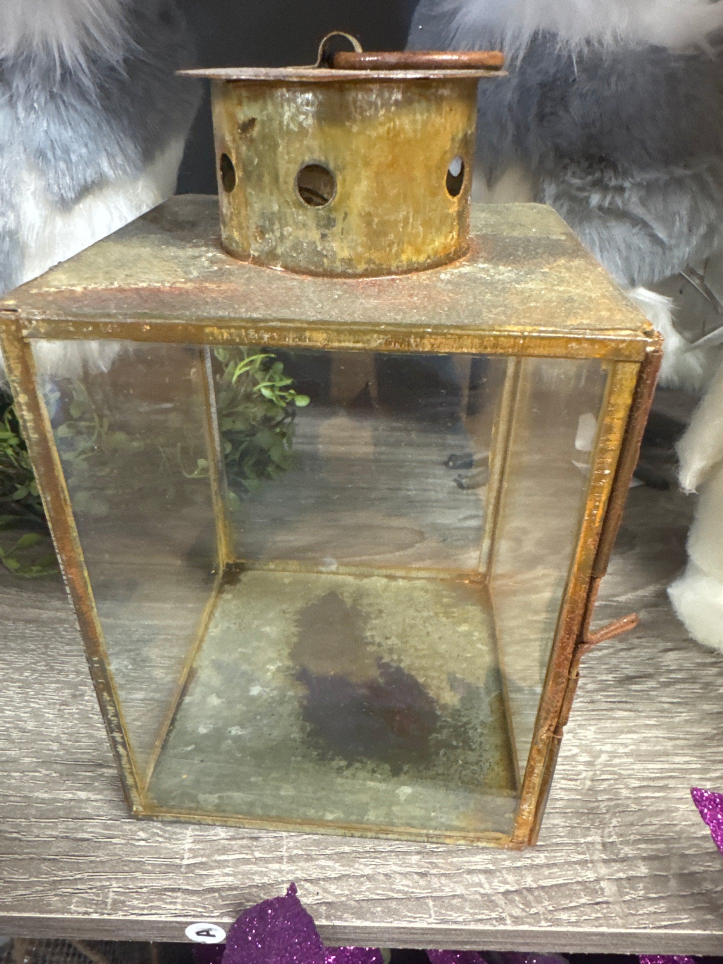 6.25 " H X 4 " SQ Metal/Glass Lantern - CancreekDesigns