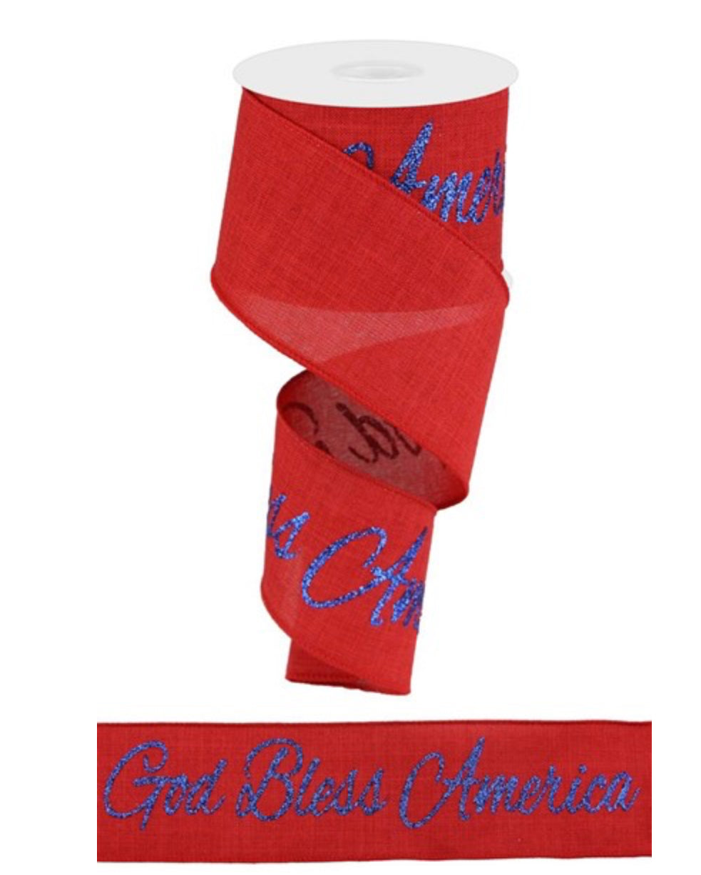 2.5" x 10yd God Bless America Royal Burlap
