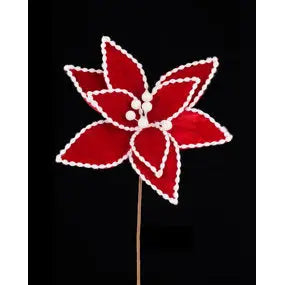 Velvet Poinsettia Stem - Red - CancreekDesigns