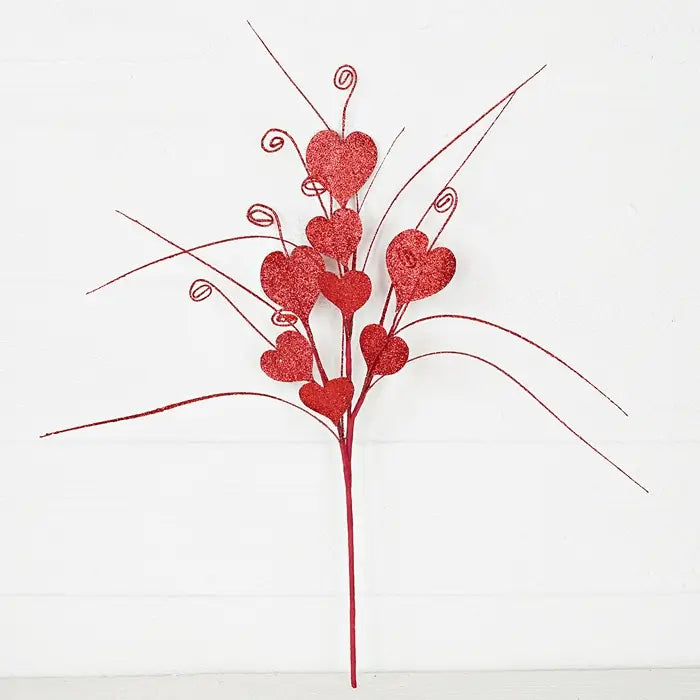22in Spray-Glittered Hearts-Red- - CancreekDesigns