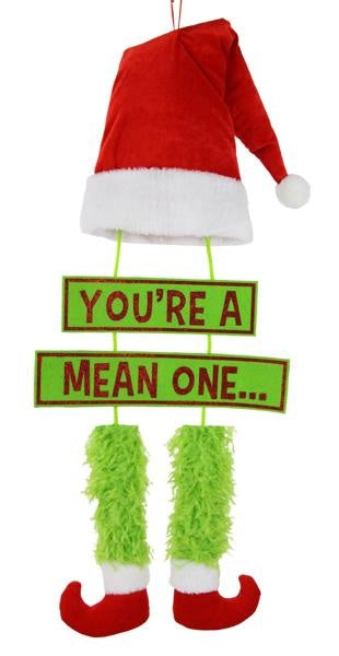 Lime Green/Red/White - You're A Mean One Decor - 29 Inch H.