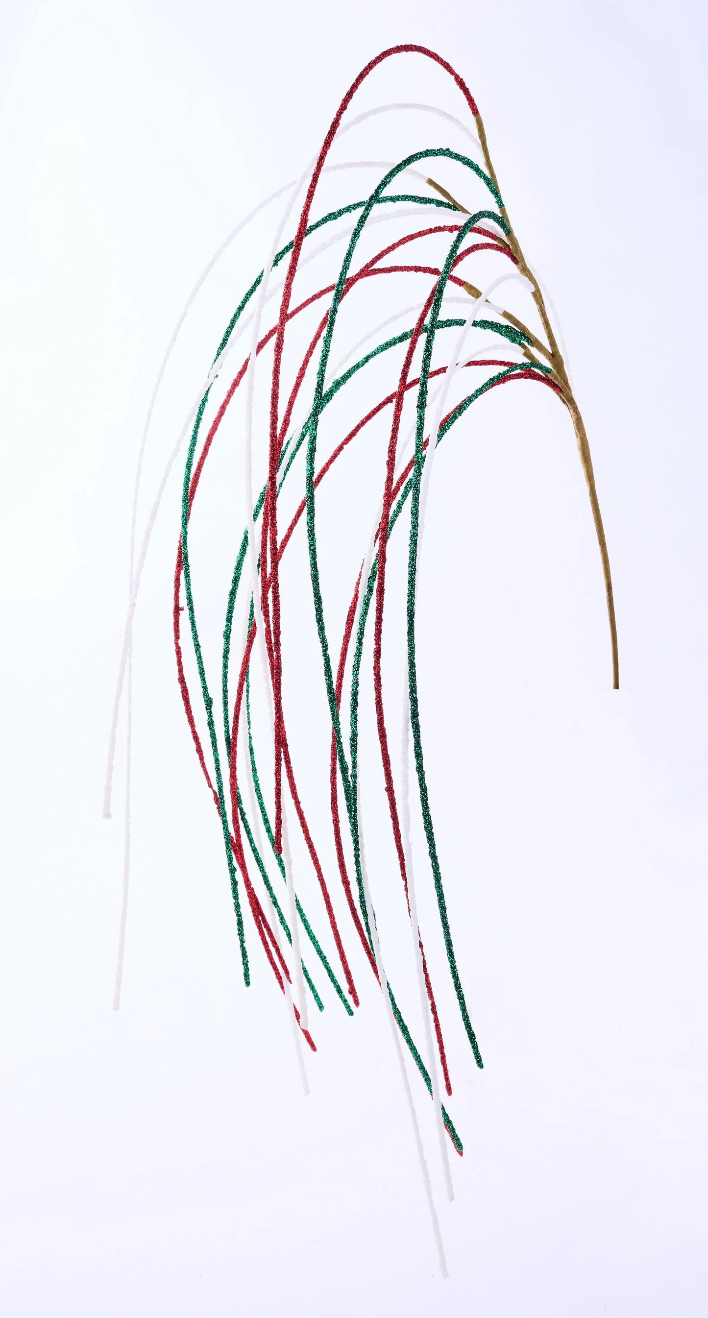 46.5"L HANGING GLITTER BEAD SPRAY - RED/WHITE/EMERALD GREEN