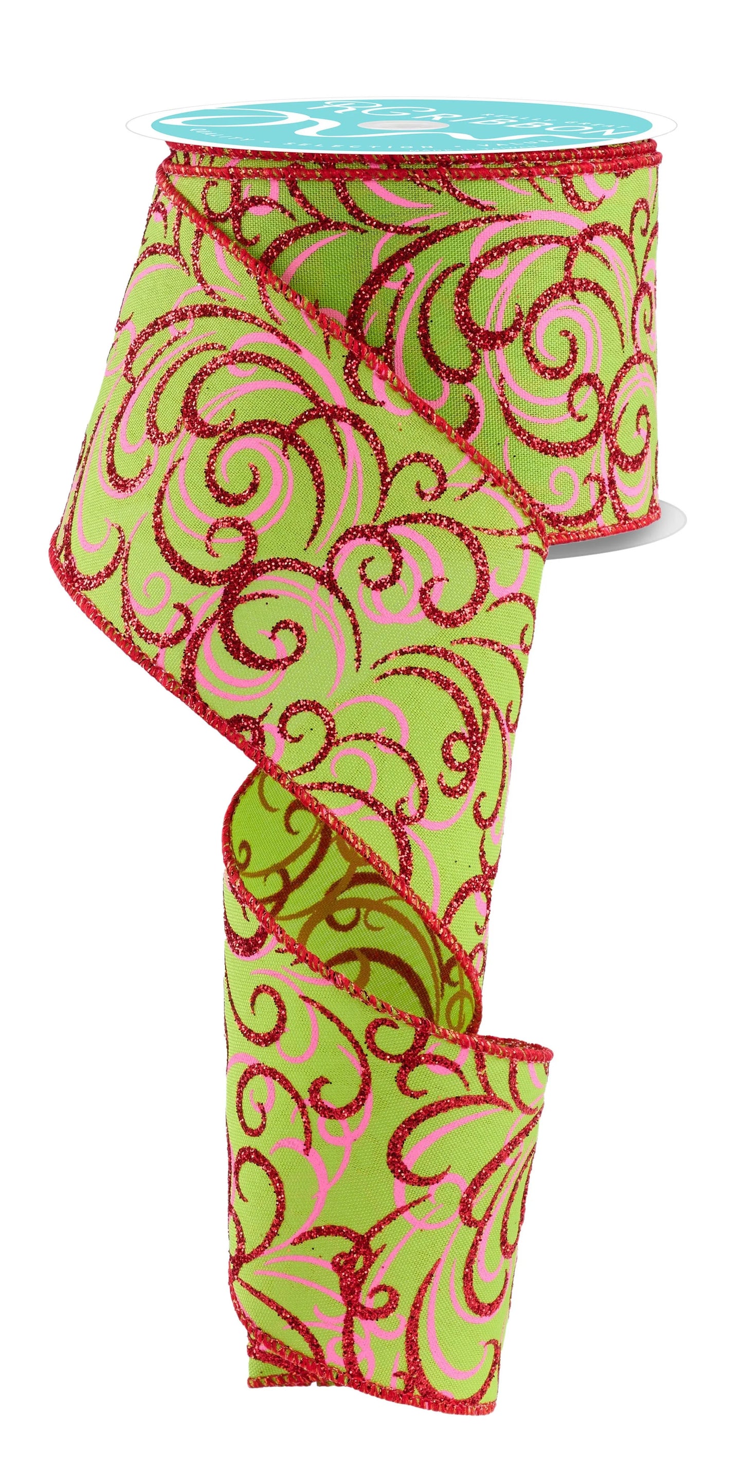 2.5" X 10YD MULTI SWIRLS - LIME, PINK, RED - CancreekDesigns