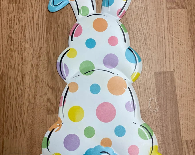 15" Metal Bunny Bottom: pastel colors - Wall Door Hanger Easter Sign