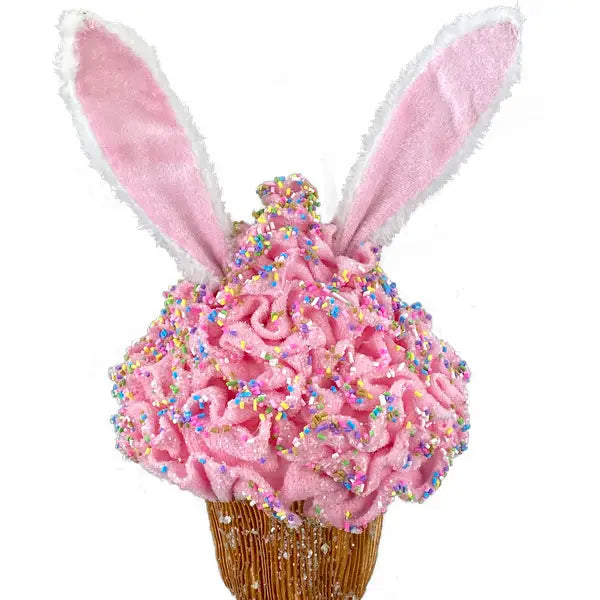 8" By 16" Pink Bunny Ear Cupcake Ornament