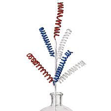 31" Glittered Curly Spiral Spray: Red, White & Blue