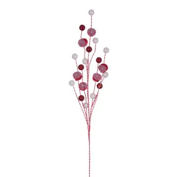 Red/Wht Swirl Glitr Ball Spray - CancreekDesigns