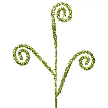 22” Glitter Curled Spray X 3 - Green - CancreekDesigns