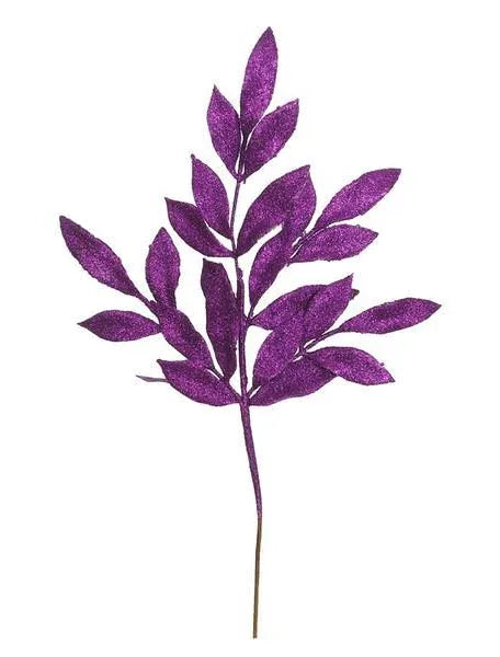 22" purple glitter bay leaf spray - CancreekDesigns