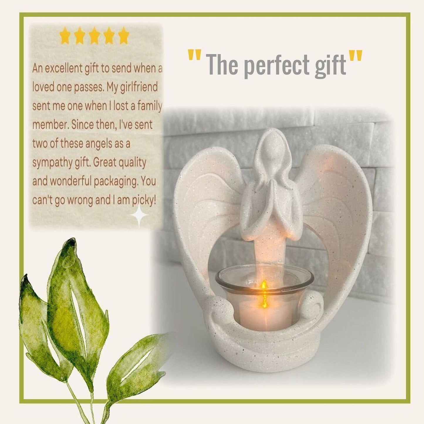 Angel Memorial Candleholder, Sympathy Gift with LED Tealight: Angel Candleholder