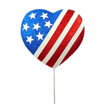 Red White and Blue Glitter star Heart - CancreekDesigns