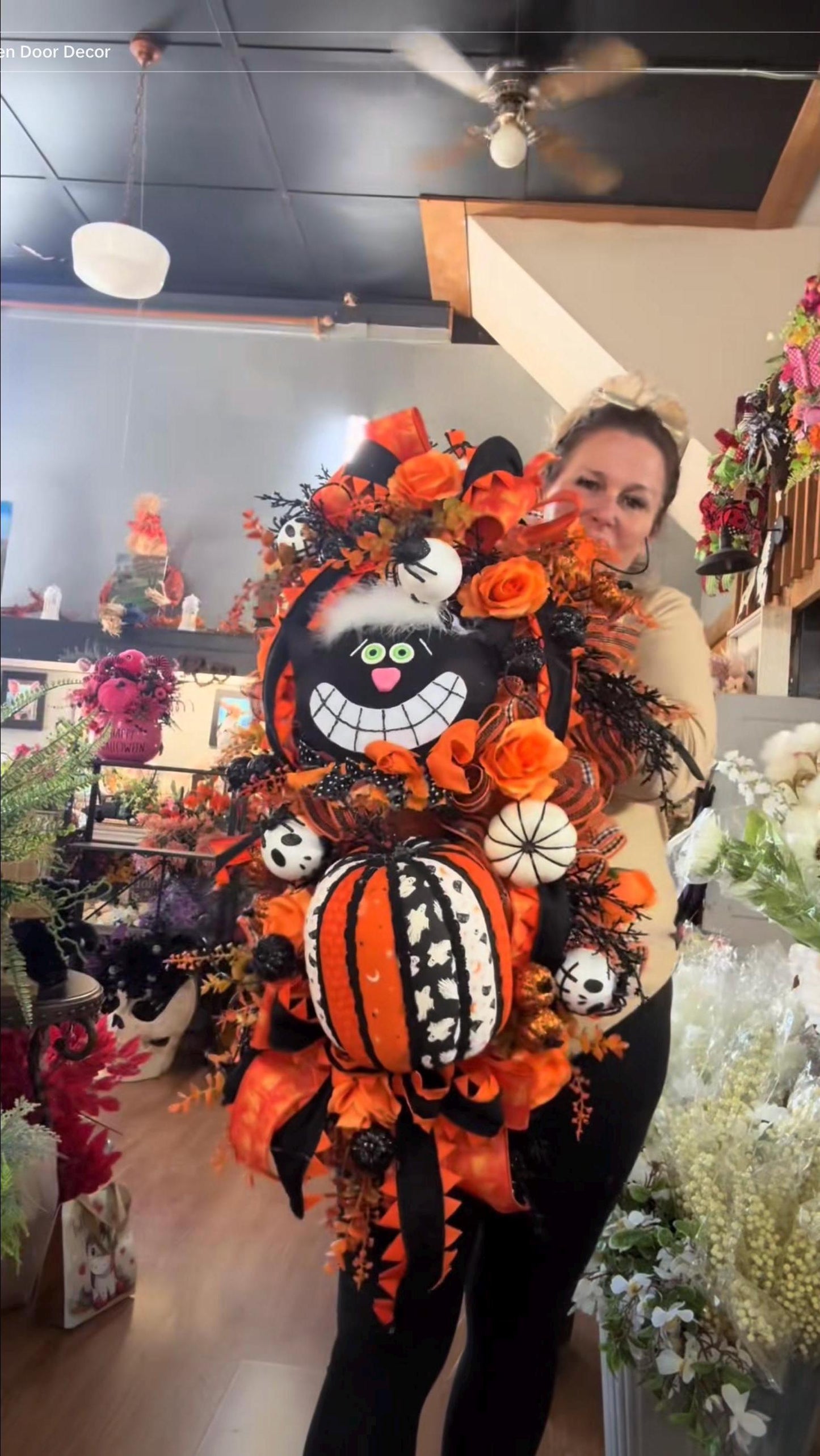 Handle made wreath attachment with matching pumpkin