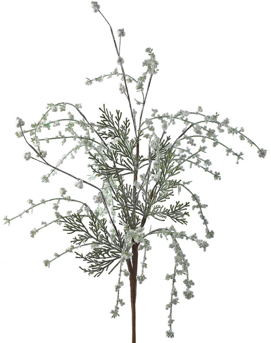 32" FROSTED WEEPING MINI BERRY/CEDAR SPRAY - CancreekDesigns