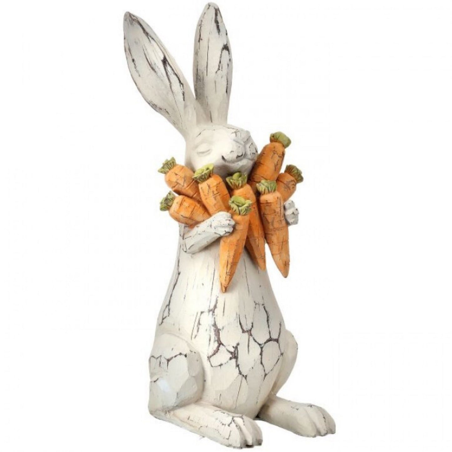 Resin carved bunny with carrots 11” - CancreekDesigns