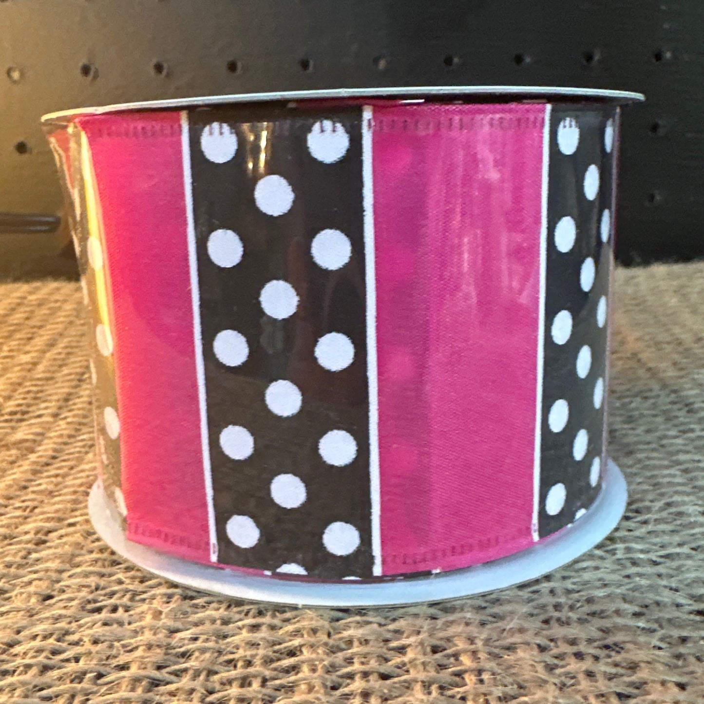 Pink With Black Polka Dot 2.5 X 10 Yd - CancreekDesigns
