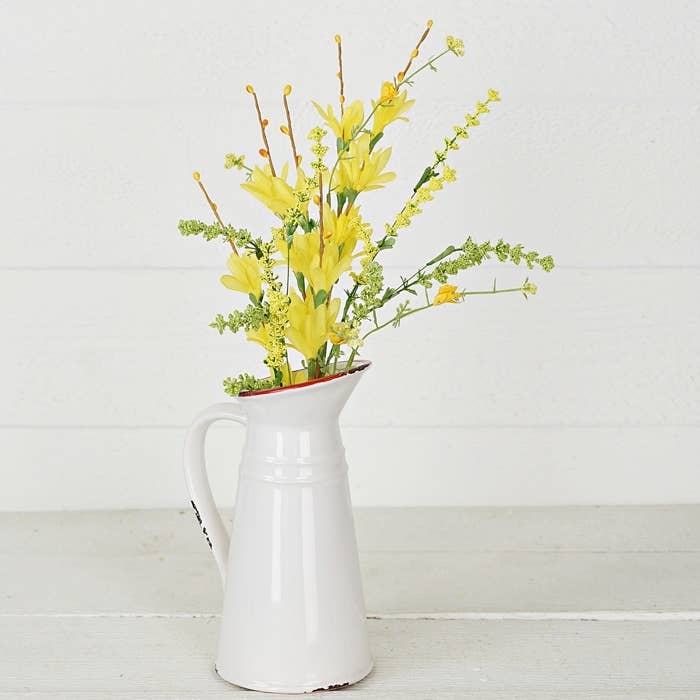 Holiday Depot Inc. - 30975- 18in Bush-Mix Yellow Forsythia and Heathers- - CancreekDesigns