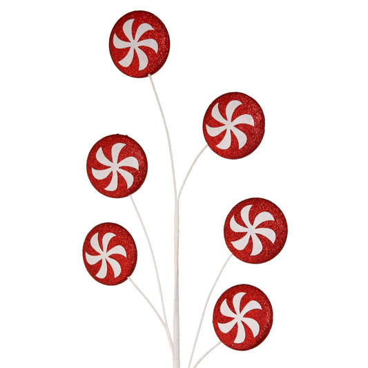 30” GLITTER PEPPERMINT DISC SPRAY - CancreekDesigns