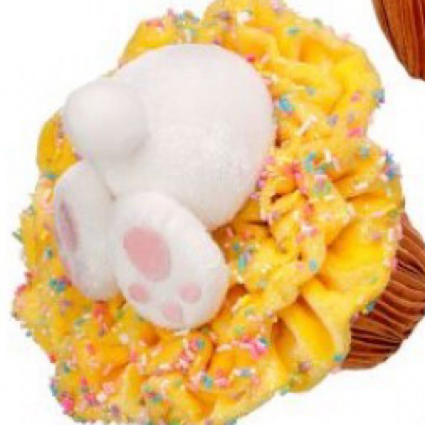 Fabric bunny butt cupcake 5.5” yellow - CancreekDesigns