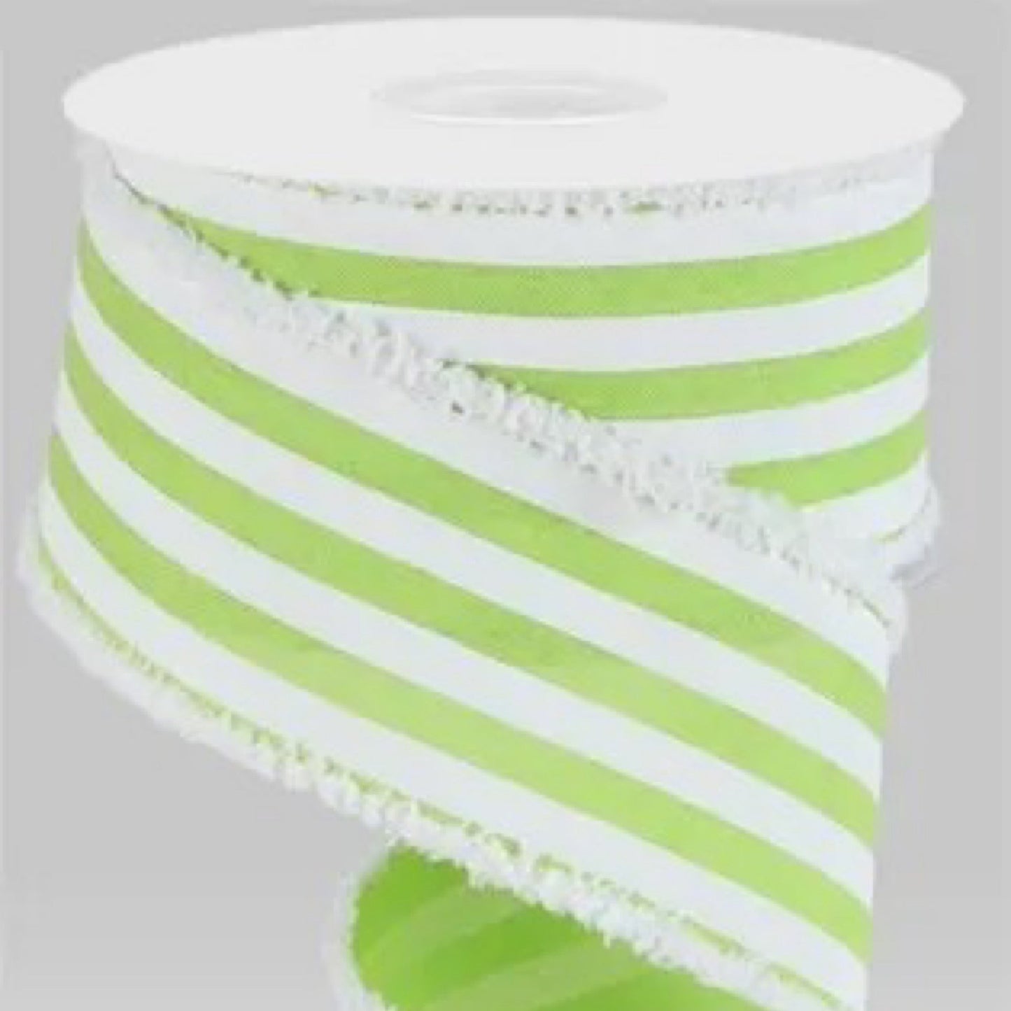 2.5"X10yd Vertical Stripe/Drift Bright Green/White - CancreekDesigns