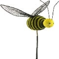 4 Honey Bee Pick: Yellow & Black 3.5 Inch Long Wings Wired, Wired Stem 5 Inches Long Attached in Floral Arrangements - CancreekDesigns