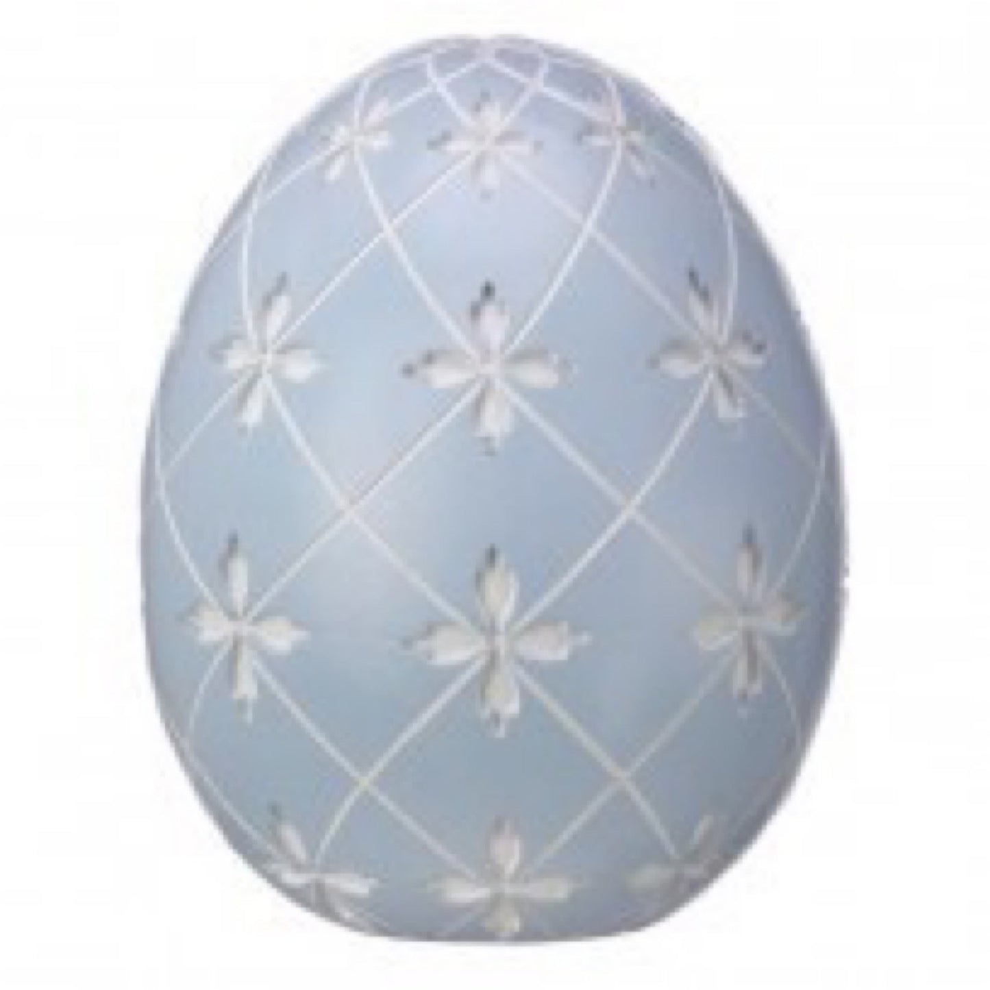 Resin lattice cross egg, 5”; light blue - CancreekDesigns
