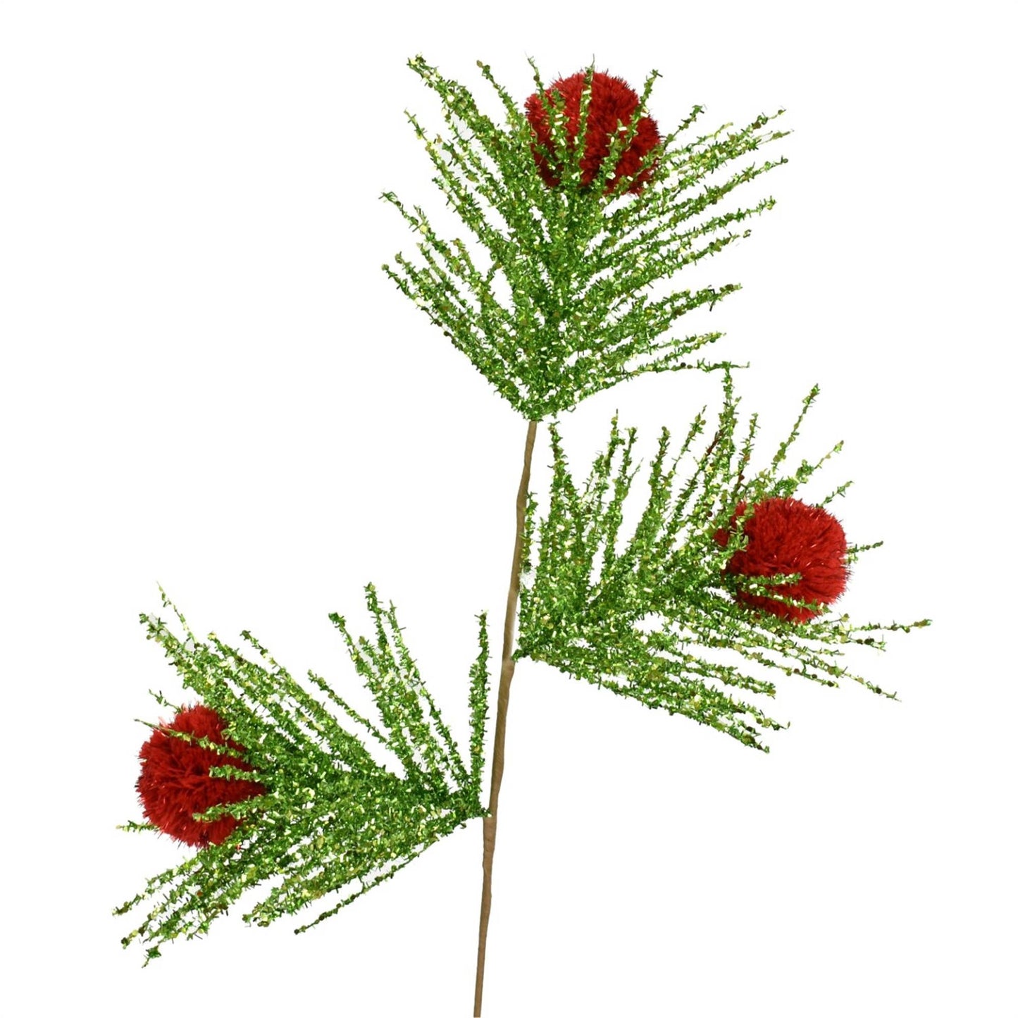 David Christopher's Collection - 30” Poppin Pom Pom Pine Spray - Red/Apple - CancreekDesigns