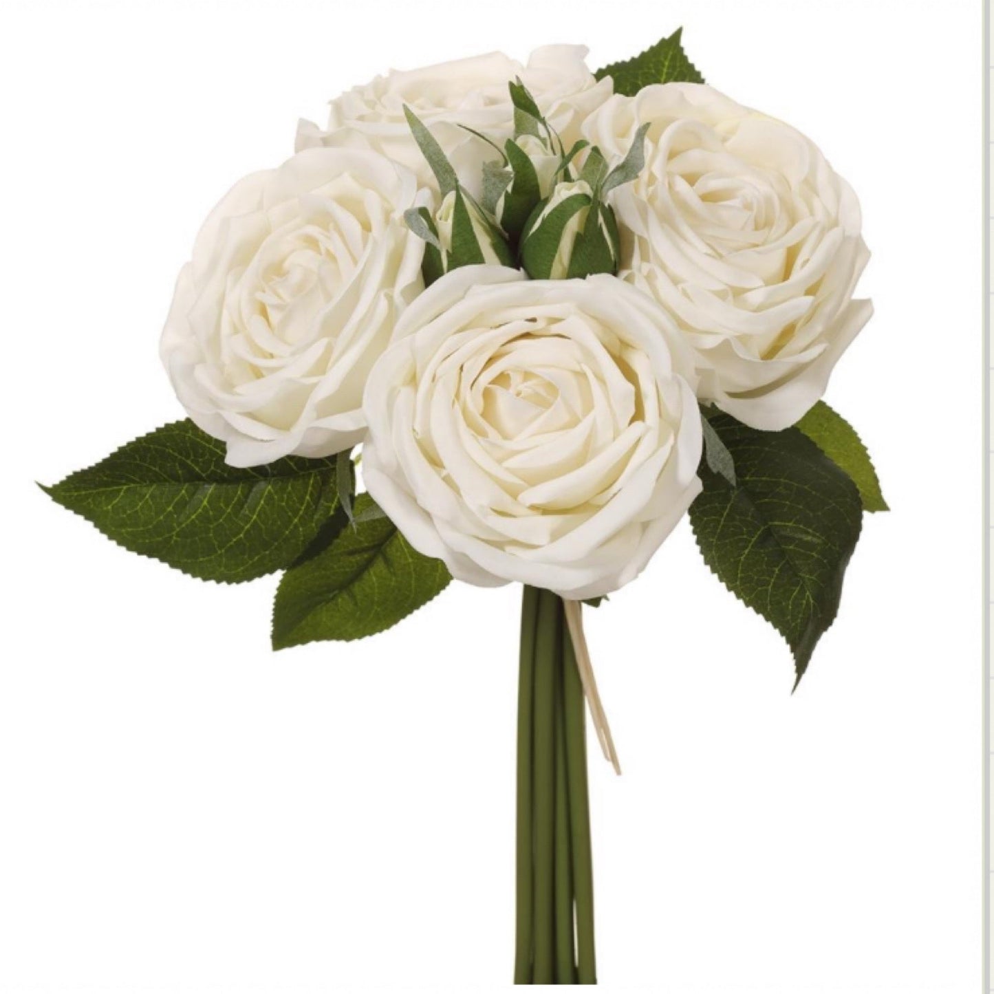 11" Real Touch Rose Bouquet White - CancreekDesigns