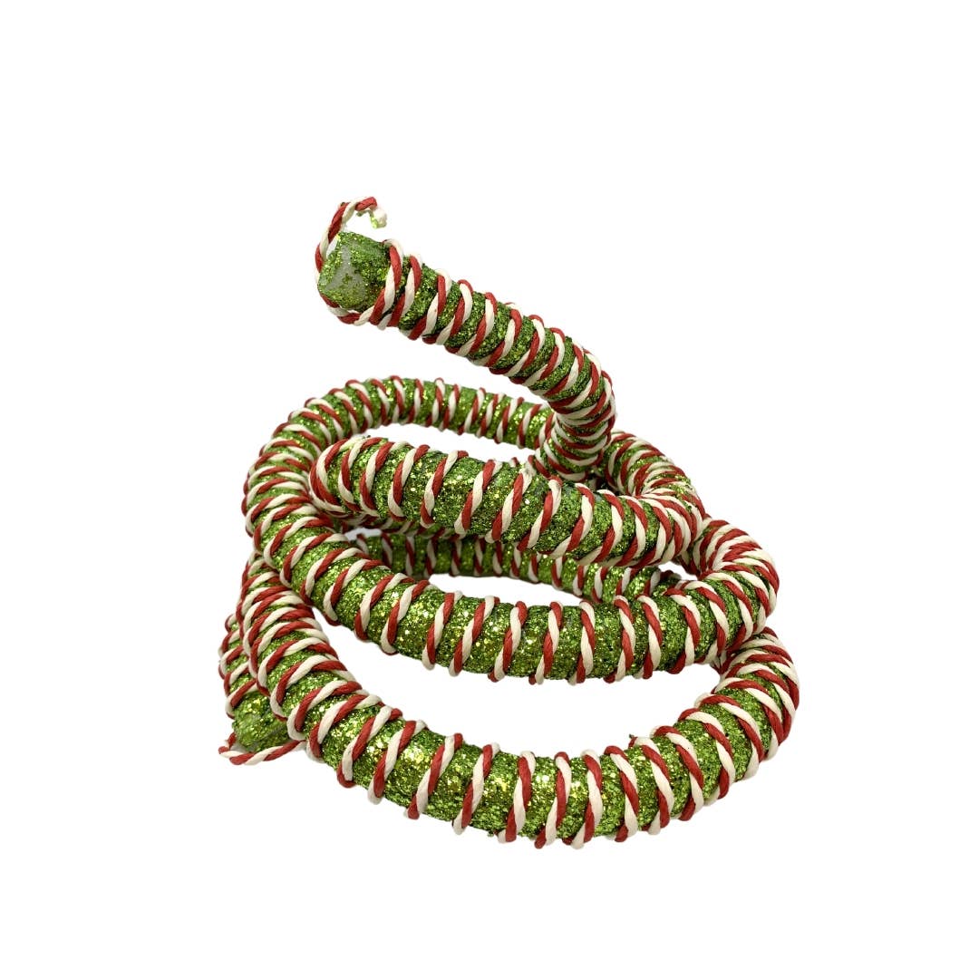 David Christopher's Collection - 72" Festive Curly Rope Garland - Green/Red/White - CancreekDesigns