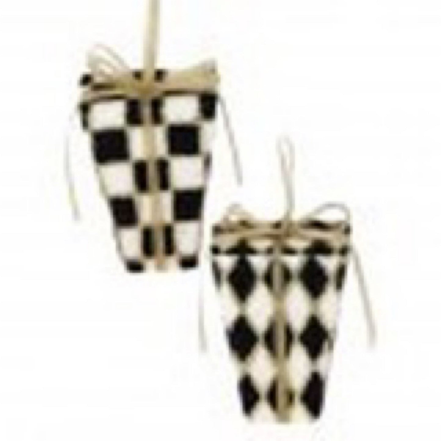5" HARLEQUIN PACKAGE ORNAMENT check or dimound - CancreekDesigns