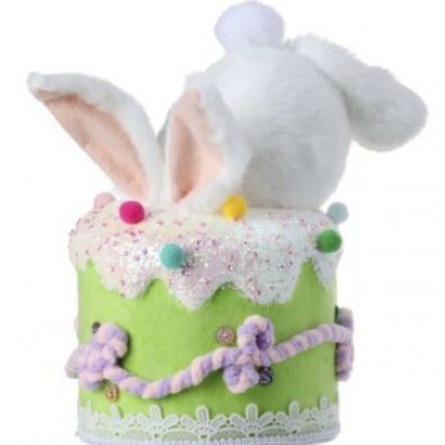 Styrofoam furry bunny bottom cake 9.5” green - CancreekDesigns