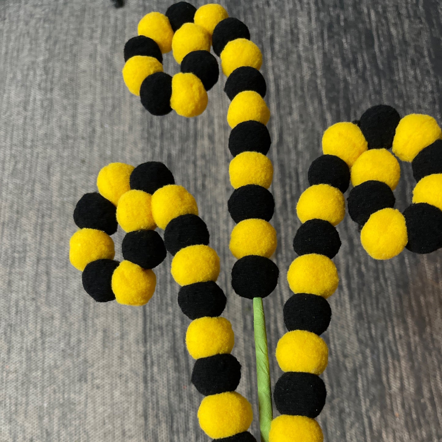 Yellow black felt ball - CancreekDesigns
